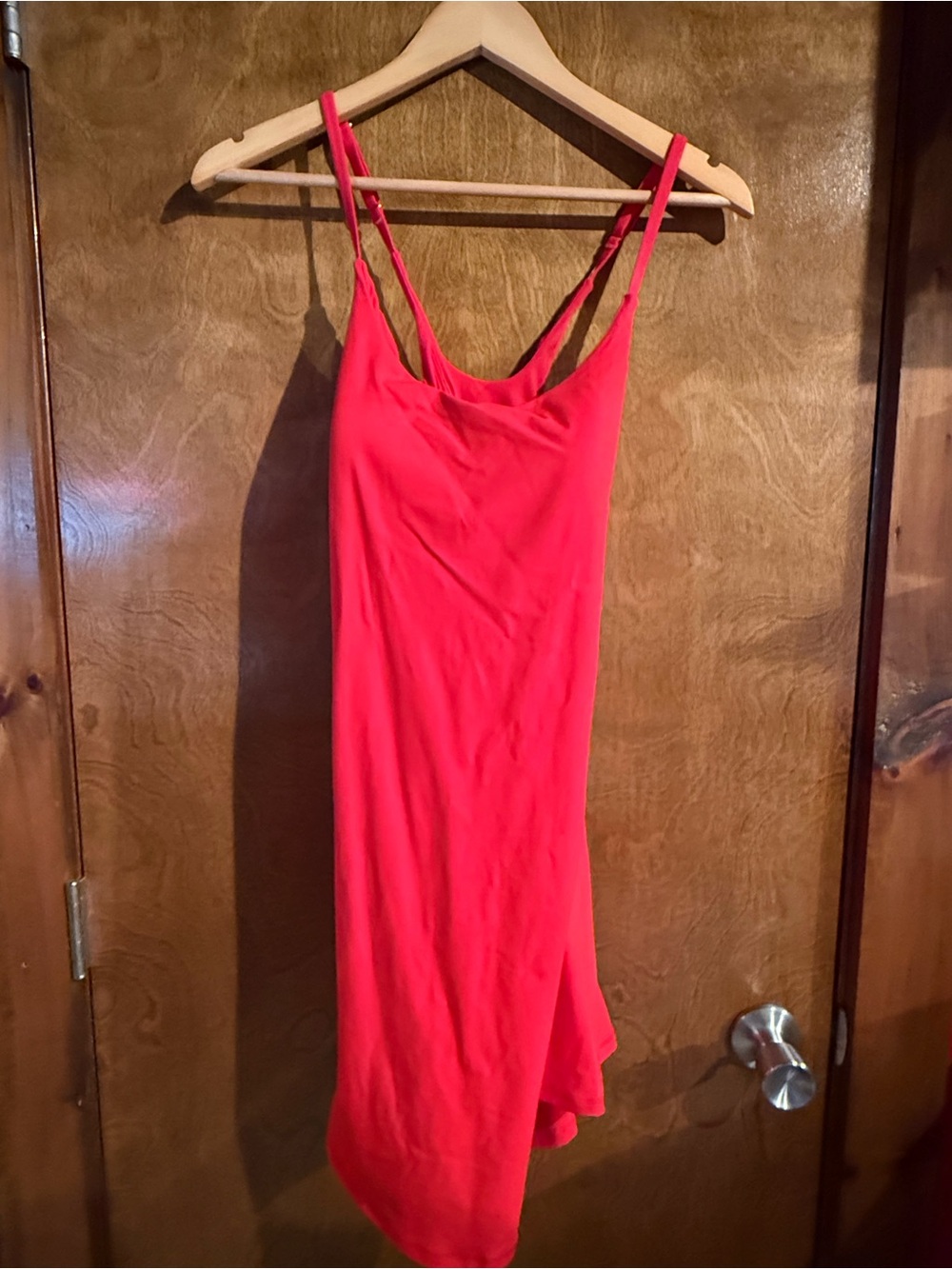 HALARA Red Spaghetti-Strap Slip Dress
